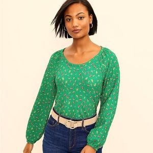 LOFT Floral Draped Sleeve Top